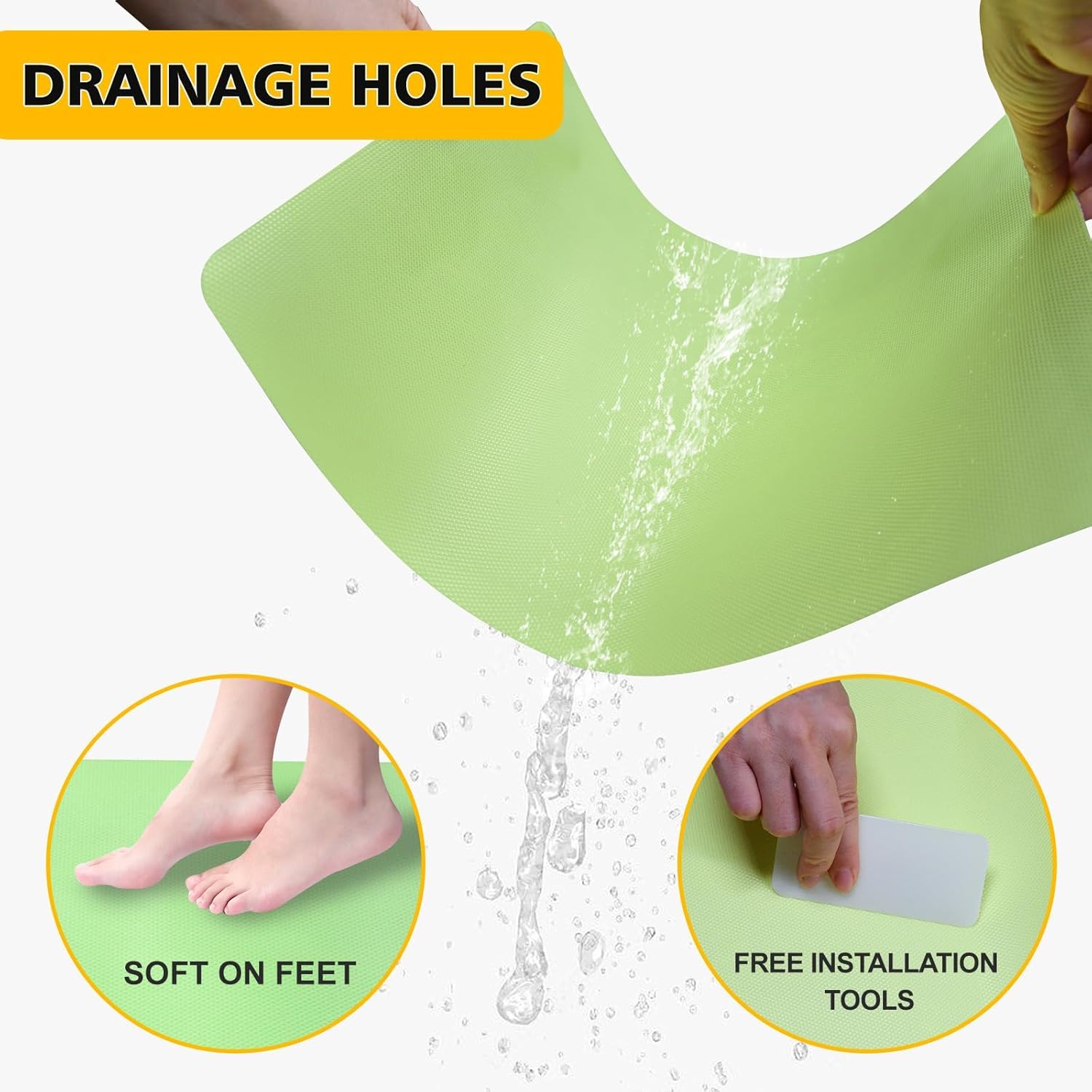 Alfombra de baño, calcomanías para bañera, alfombrillas de baño, 2 unidades, fluorescencia, fácil de limpiar, 15.7 x 11.8 pulgadas