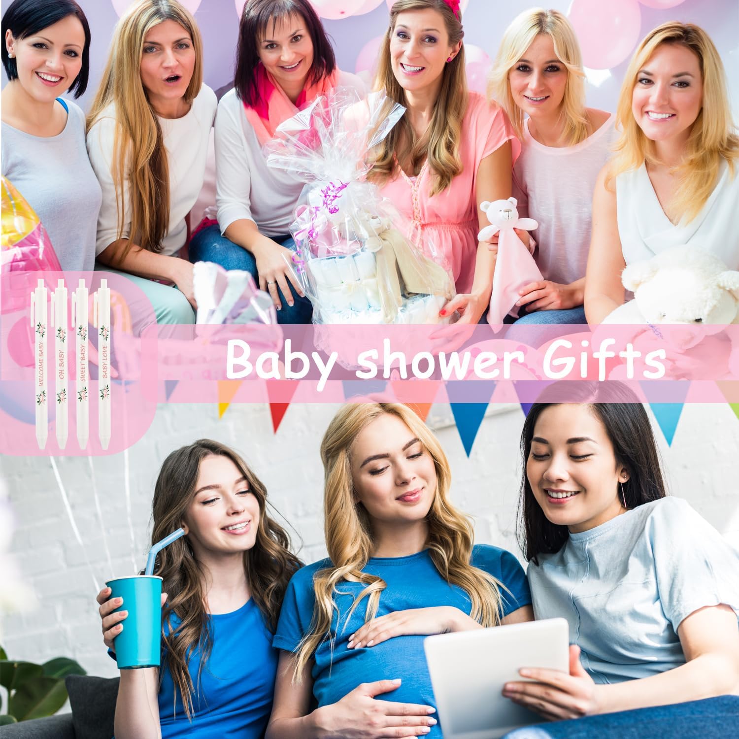 Bolígrafos de baby shower, regalos de baby shower, regalos para invitados, premios a granel, decoración de juegos, bolígrafos retráctiles, recuerdos