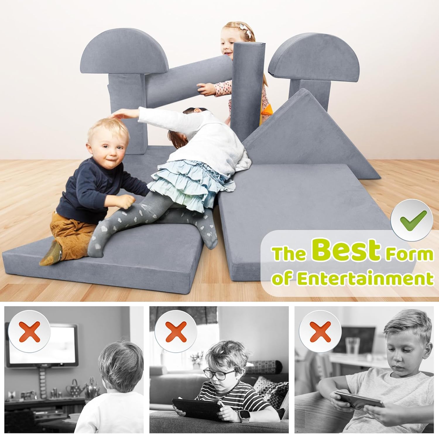 Sofá modular para niños, sofá modular de primera calidad de 63 pulgadas para niños pequeños, adolescentes, muebles ideales para dormitorio, sala de