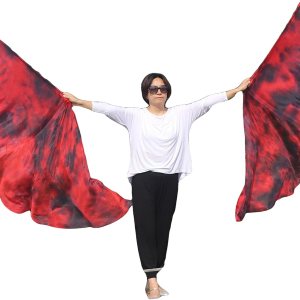 Winged Sirenny Banderas de seda de ala de ángel de adoración de 70 pulgadas con varillas flexibles, pancarta circular de seda translúcida con plumas Winged Sirenny Banderas de seda de ala de ángel de adoración de 70 pulgadas con varillas flexibles, pancarta circular de seda translúcida con plumas