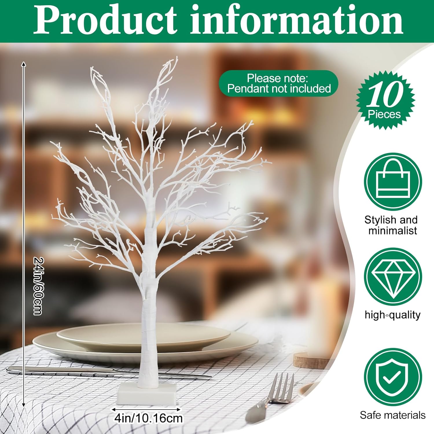 10 centros de mesa de árbol artificial de 24 pulgadas de alto, adorno de Pascua, árbol de plástico para mesa de boda, centros de mesa de país de las