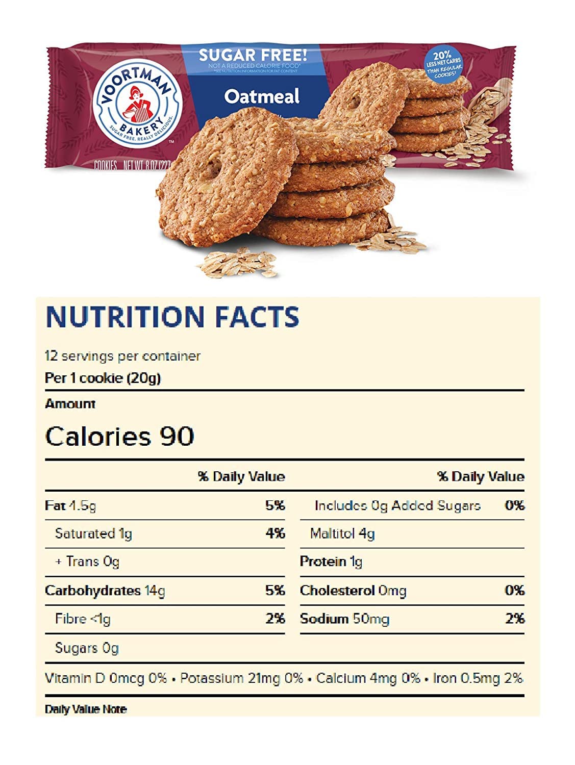 Voortman Bakery # 1 marca de galletas de avena sin azúcar en los Estados Unidos (paquete de 4) Realmente deliciosas! INGREDIENTES Harina de trigo