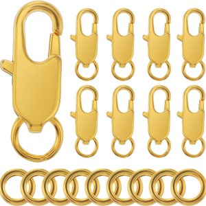 Cierres de pinza de langosta, 12 piezas con anillos cerrados, chapados en oro y plata, conector pequeño con anillo de salto para hacer joyas, Cierres de pinza de langosta, 12 piezas con anillos cerrados, chapados en oro y plata, conector pequeño con anillo de salto para hacer joyas,