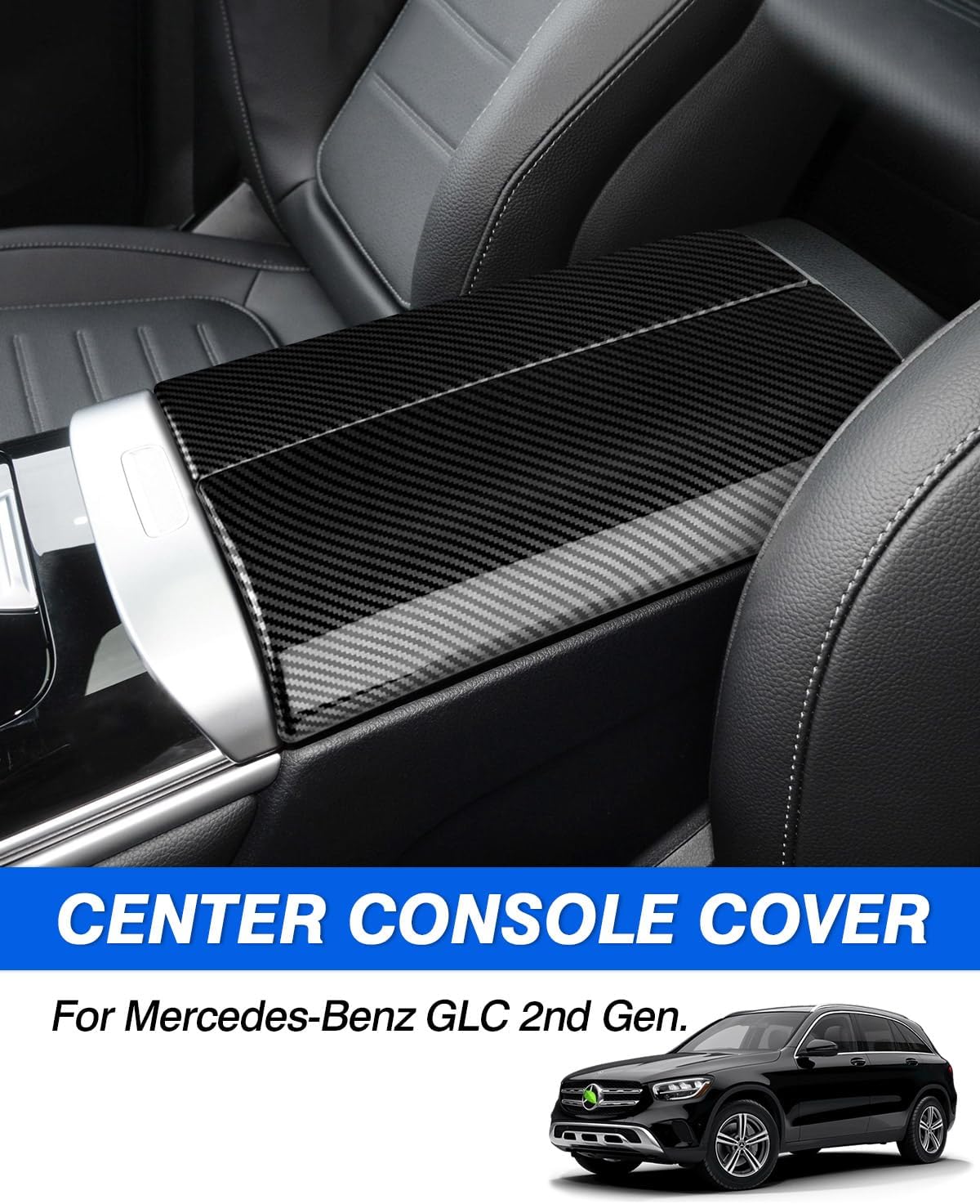 Karltys Funda de consola central para Mercedes Benz C300 2022-2024 2023 2024 GLC 300, protector de fibra de carbono para accesorios Mercedes C300,