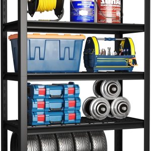 HOMEFORT Estantería de garaje, estantes de almacenamiento resistentes de 2000 libras, estantería ajustable de 5 niveles de 72 pulgadas para garaje, HOMEFORT Estantería de garaje, estantes de almacenamiento resistentes de 2000 libras, estantería ajustable de 5 niveles de 72 pulgadas para garaje,