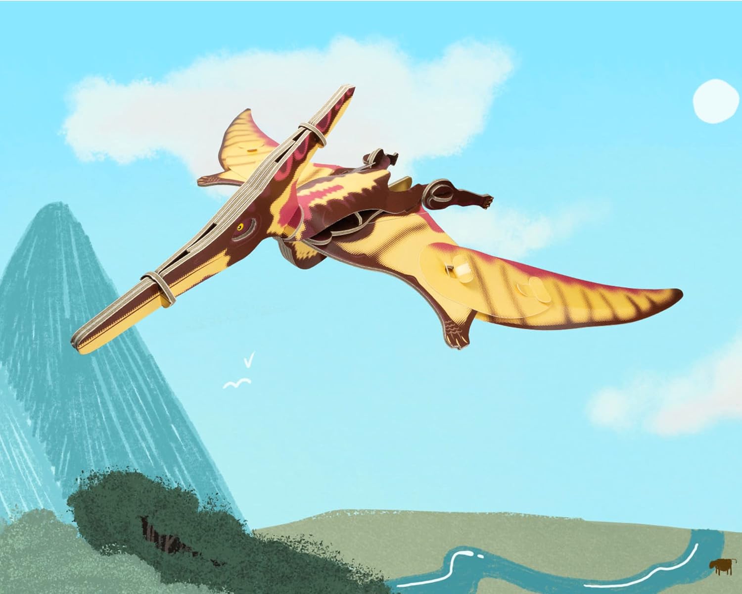 Build Your Own Moving Pteranodon – Acción de ala de aleteo con pestaña de tracción – Kit de manualidades de cartón ecológico – A partir de 8 años