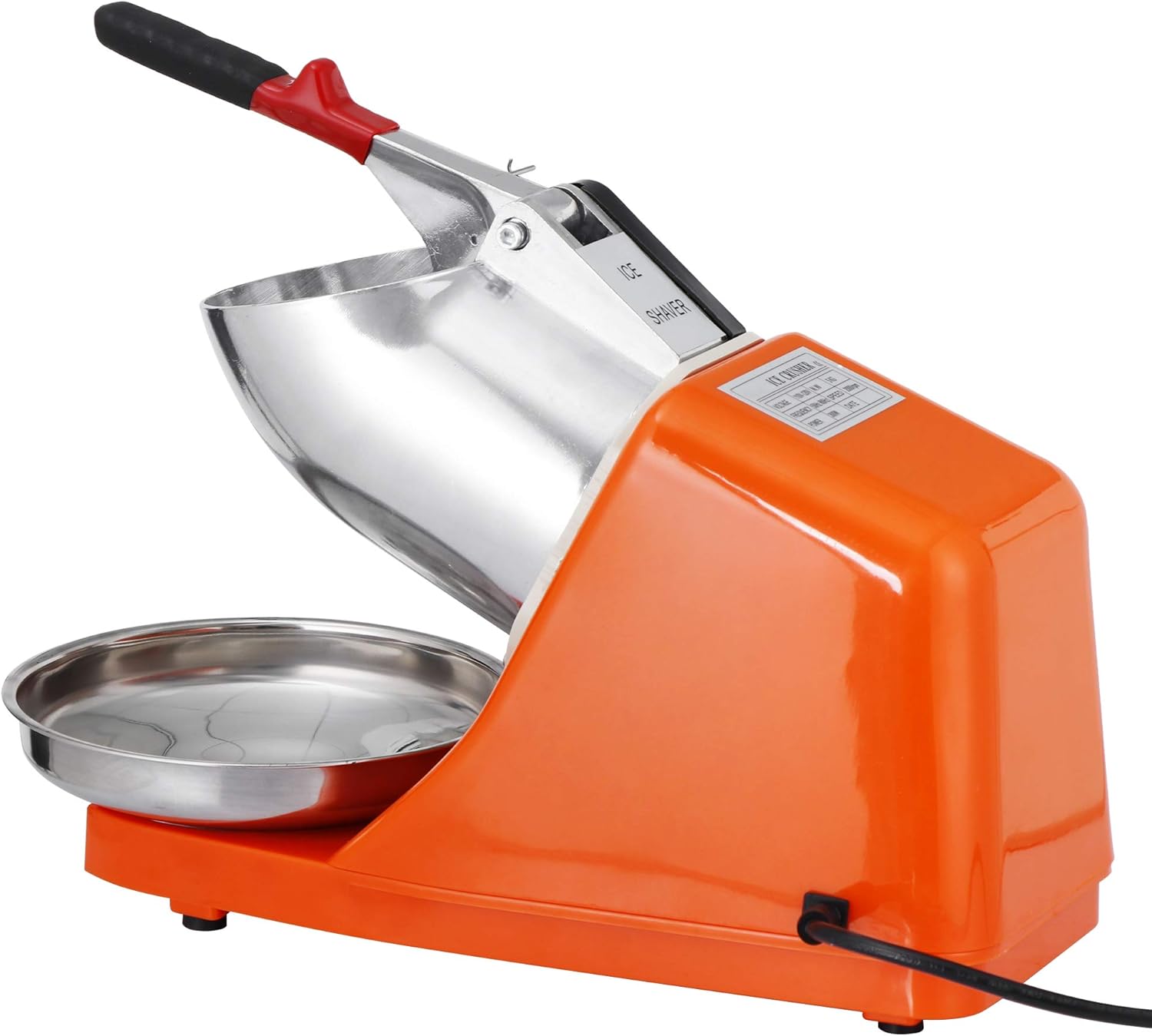 SUPER DEAL Máquina de afeitar de hielo eléctrica de 300 W mejorada Máquina de afeitar de hielo Máquina de cono de nieve 145 libras (naranja)
