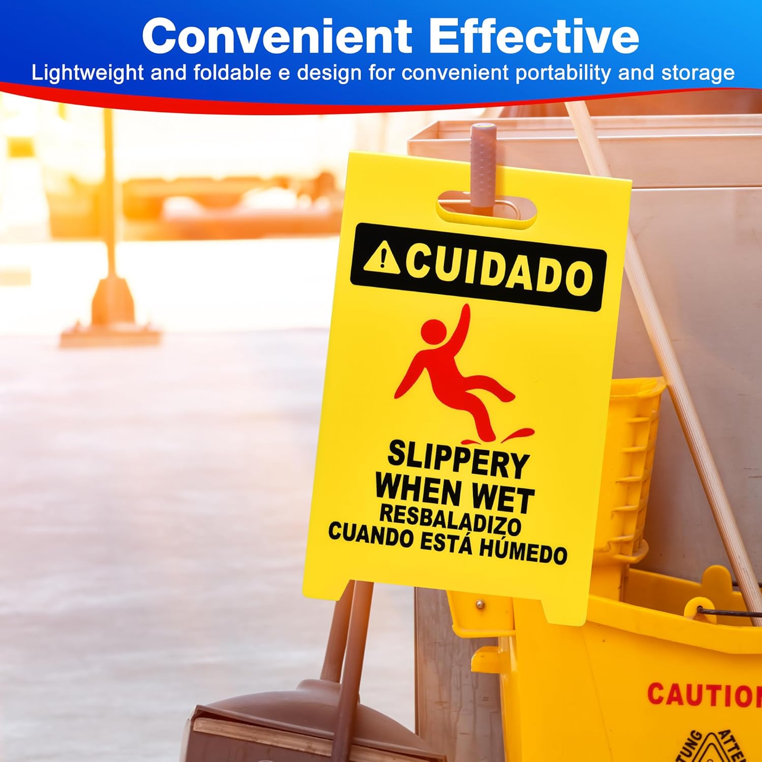 MATTHEW CLEANING – Señales industriales de 19 pulgadas para suelo mojado, paquete de 3 letreros de advertencia multilingües de plástico corrugado