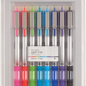 TUL Bolígrafos de gel retráctiles, punta redonda, 0.028 in, barril gris, colores de tinta brillante surtidos, paquete de 8 TUL Bolígrafos de gel retráctiles, punta redonda, 0.028 in, barril gris, colores de tinta brillante surtidos, paquete de 8