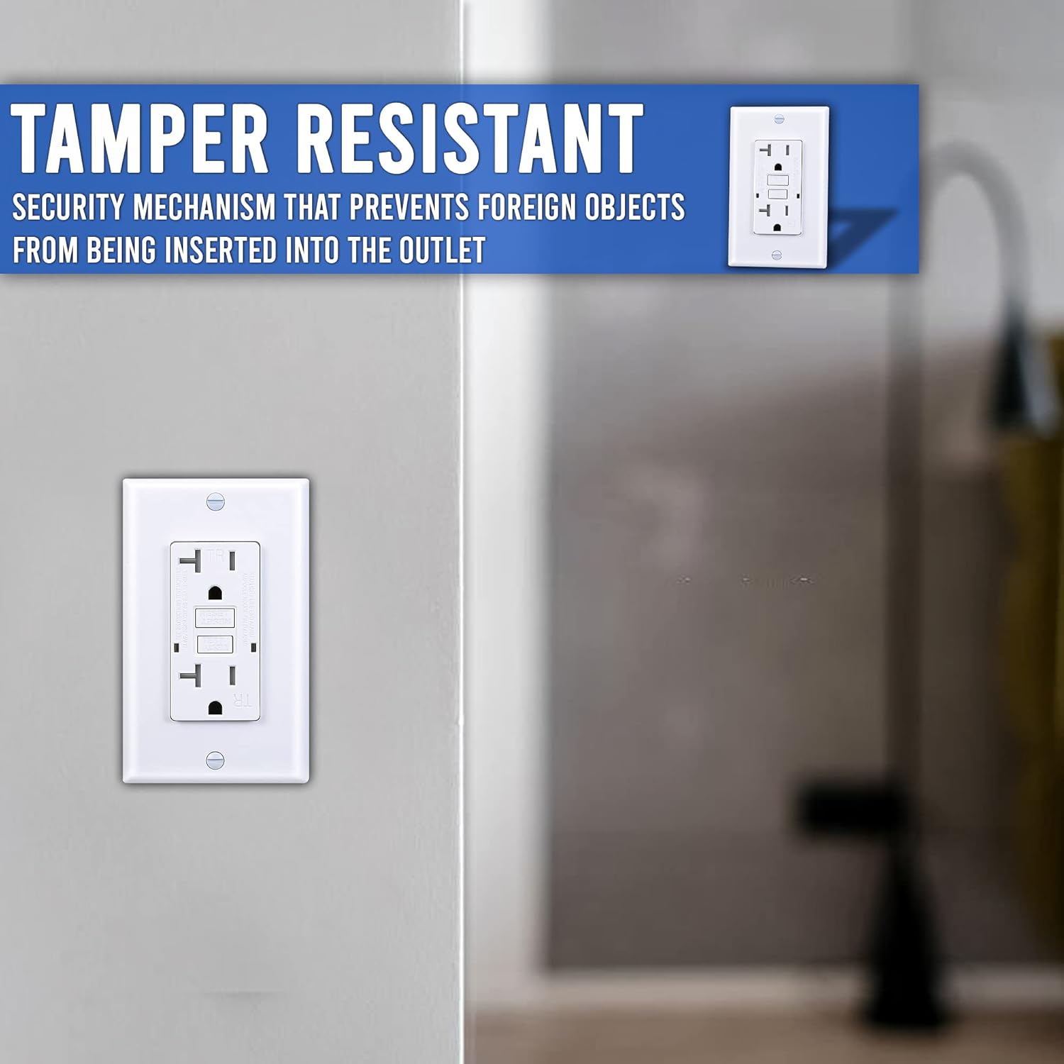 GFCI – Receptáculo de salida blanco  15 amperios125 voltios resistente a manipulaciones GFCI paquete de 5  Función de autoprueba con indicador LED