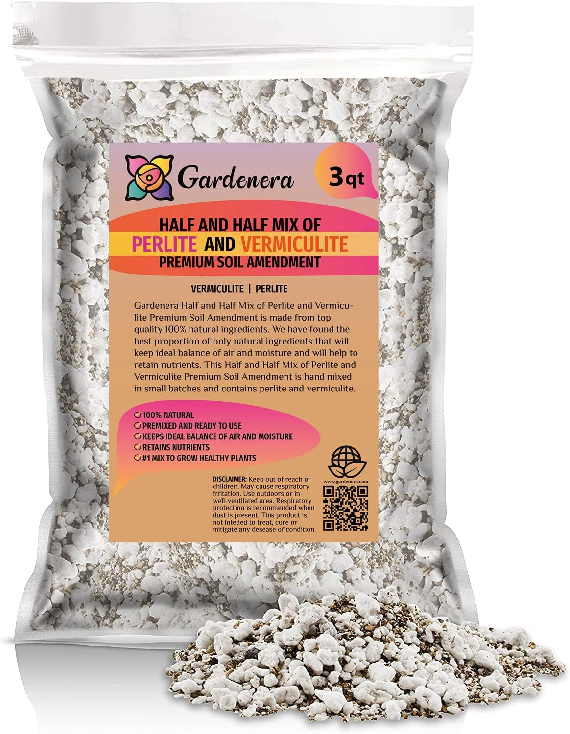 Logra el máximo equilibrio de humedad con la mezcla de vermiculita Gardenera Perlita, perfecta para propagación y control de humedad, 3 cuartos de