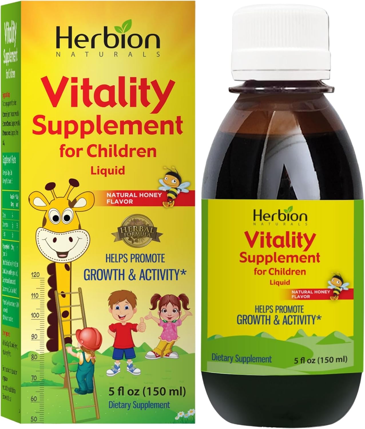 Herbion Naturals Suplemento Vitality para niños  Promueve el crecimiento y el apetito  Alivia la fatiga  Mejora el rendimiento mental y físico  5