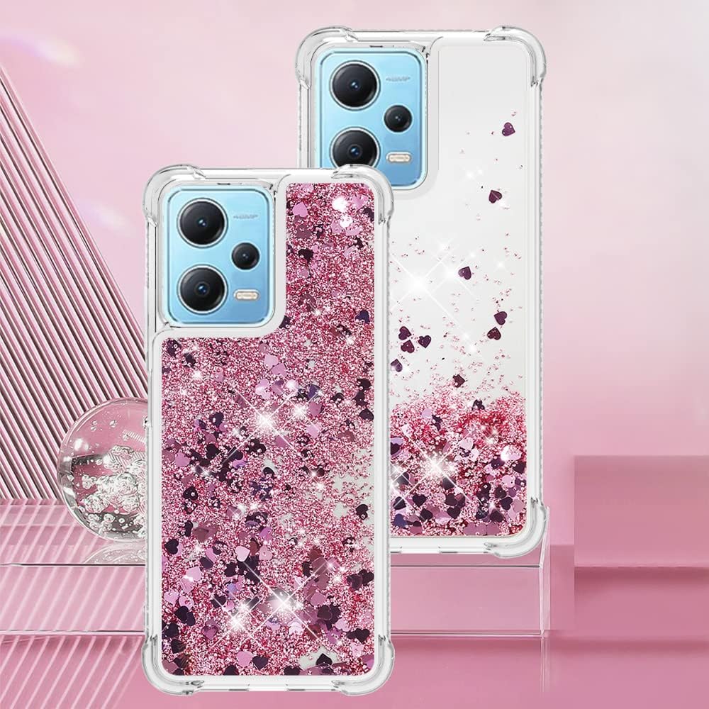LSWT – Funda delgada para Redmi Note 12 4G, con efecto de arena movediza líquida con purpurina y lente de cámara y protección de pantalla para Redmi