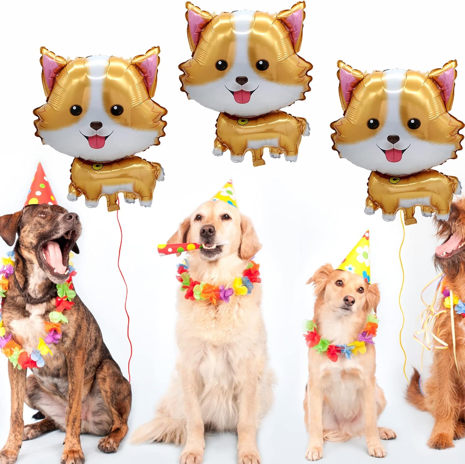 5 globos para perros y mascotas, bonitos globos de Mylar de papel de aluminio de Corgi para cumpleaños, baby shower, suministros de decoración de