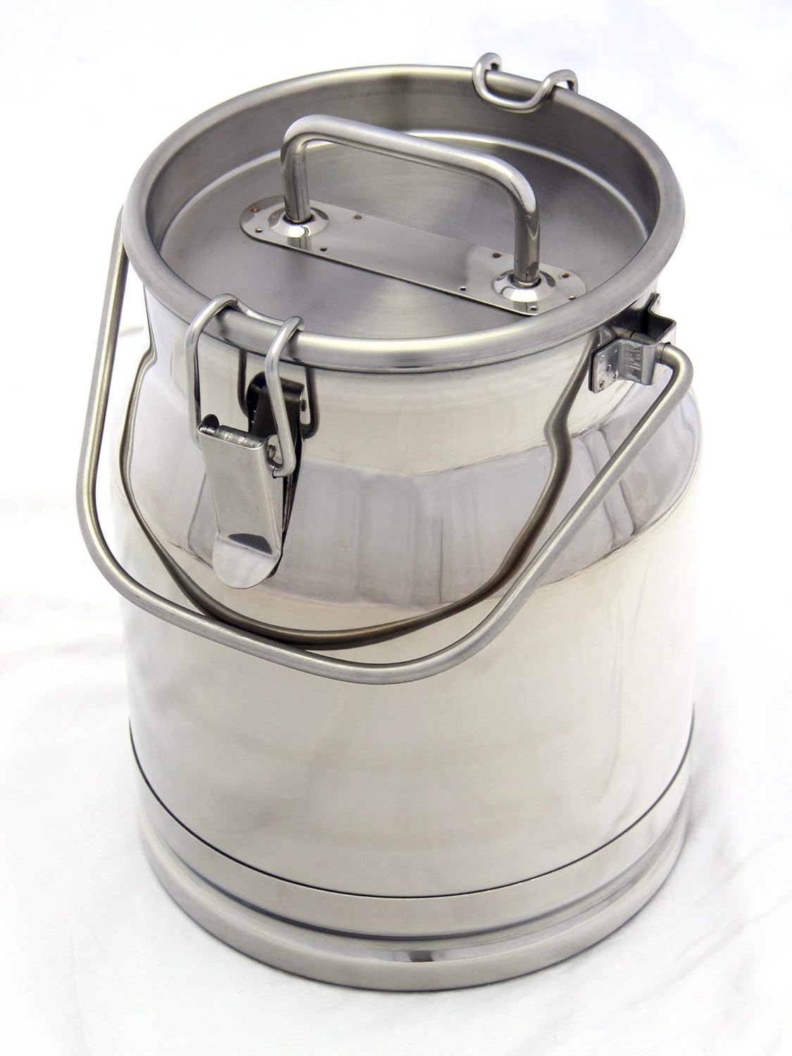 Latas de transporte de leche de acero inoxidable con tapa fuerte y sellada y espita opcional (2.6 galones, con espiga)