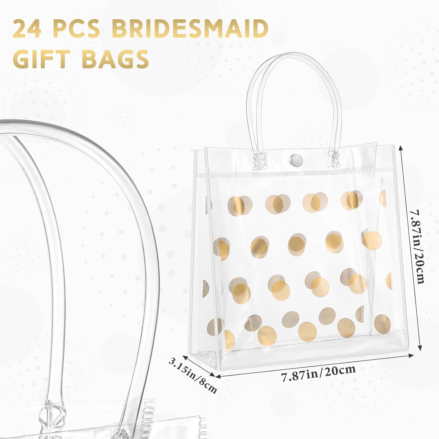 Silkfly 24 bolsas de regalo de plástico transparente para bodas con asa, bolsa de regalo transparente de PVC con lunares, reutilizable, bolsas de