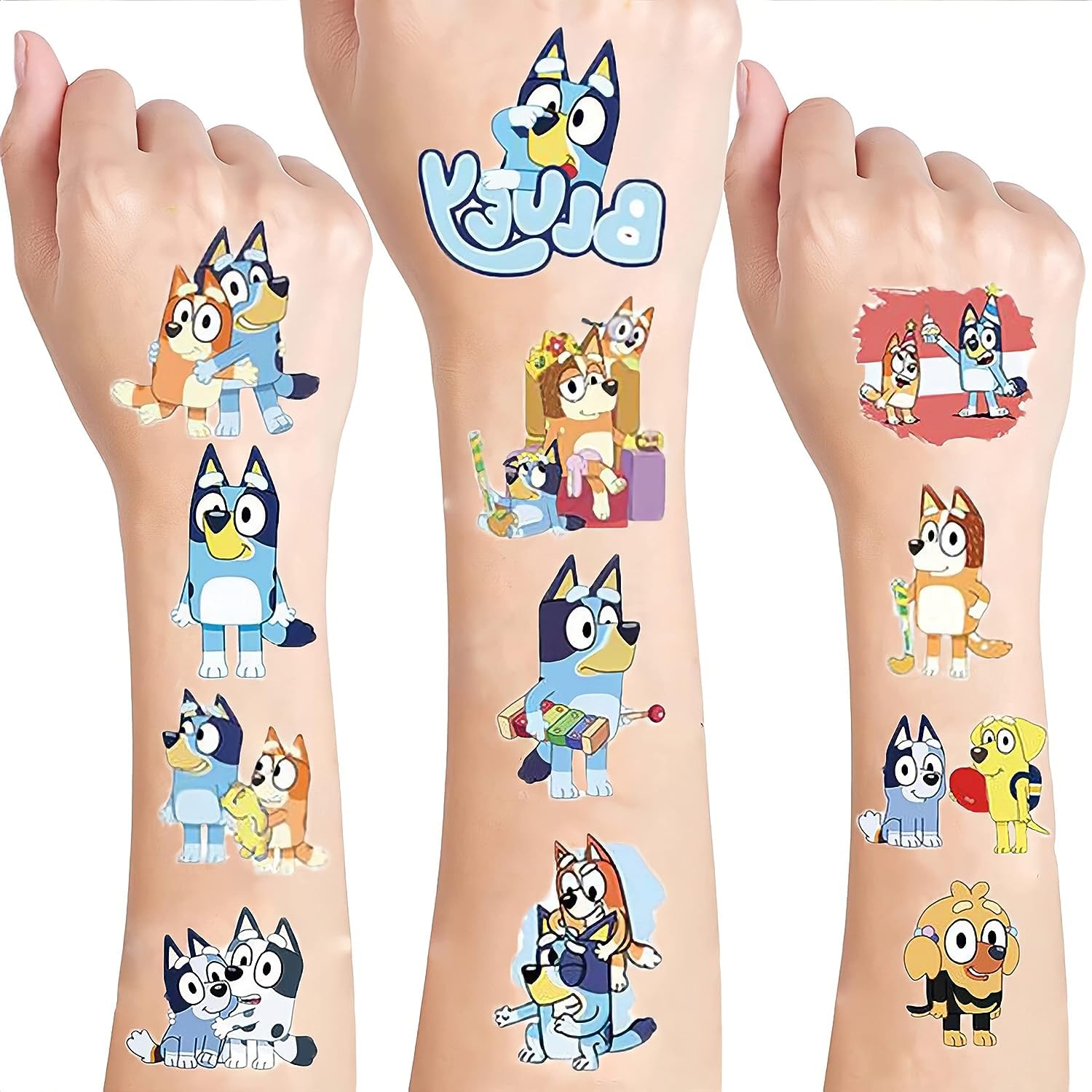 9 hojas de calcomanías de tatuajes temporales, suministros de fiesta temática de cumpleaños de dibujos animados, regalos de decoración de tatuajes,
