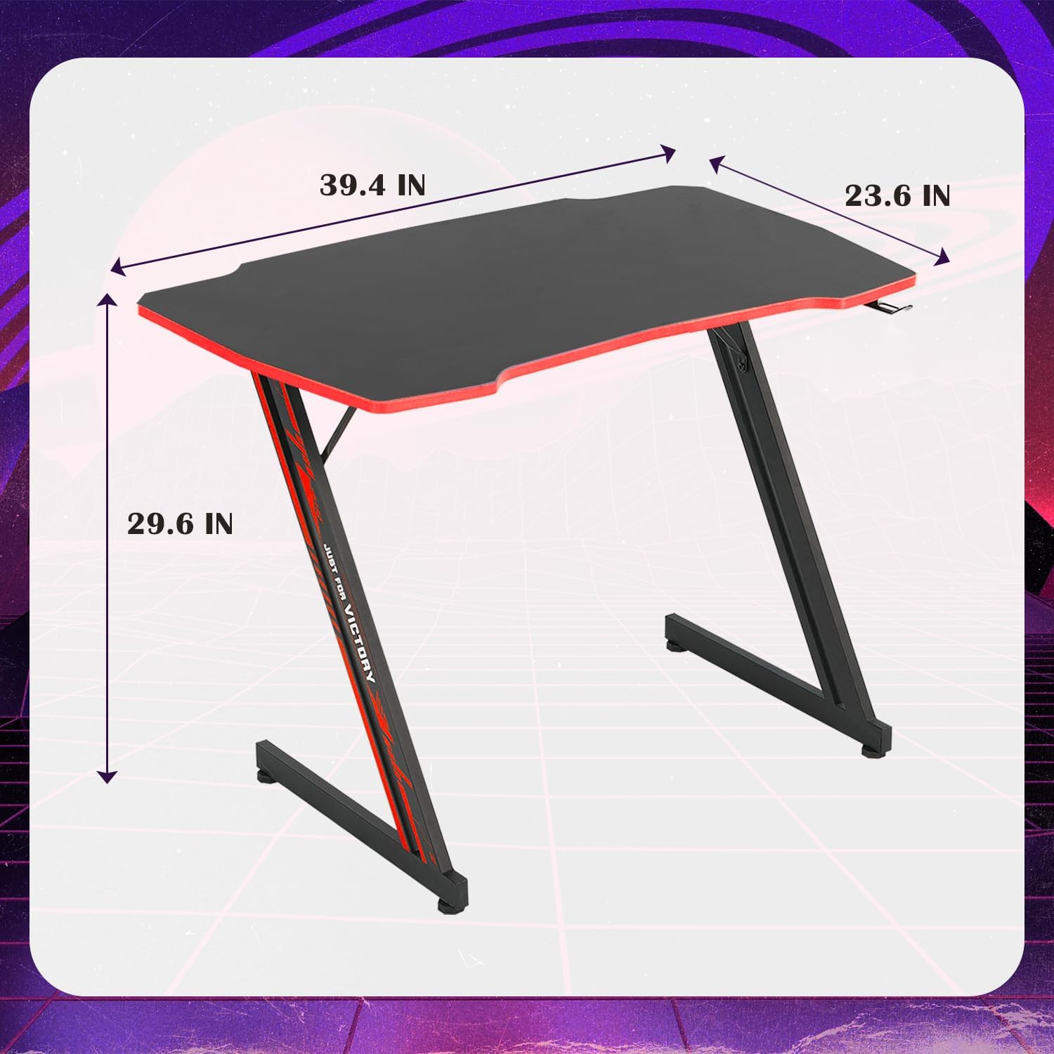 MGHH Escritorio para juegos de 39 pulgadas, escritorio para computadora en casa, oficina, en forma de Z, ergonómico, simple, mesa de juegos de PC