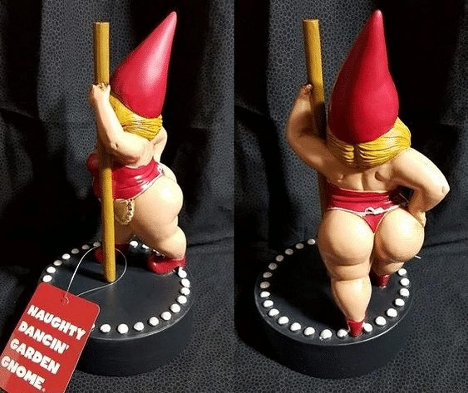 Gnomo divertido de bailarina de mujer, gnomos de jardín de baile de poste, divertida estatua para interiores y exteriores para el hogar, decoración