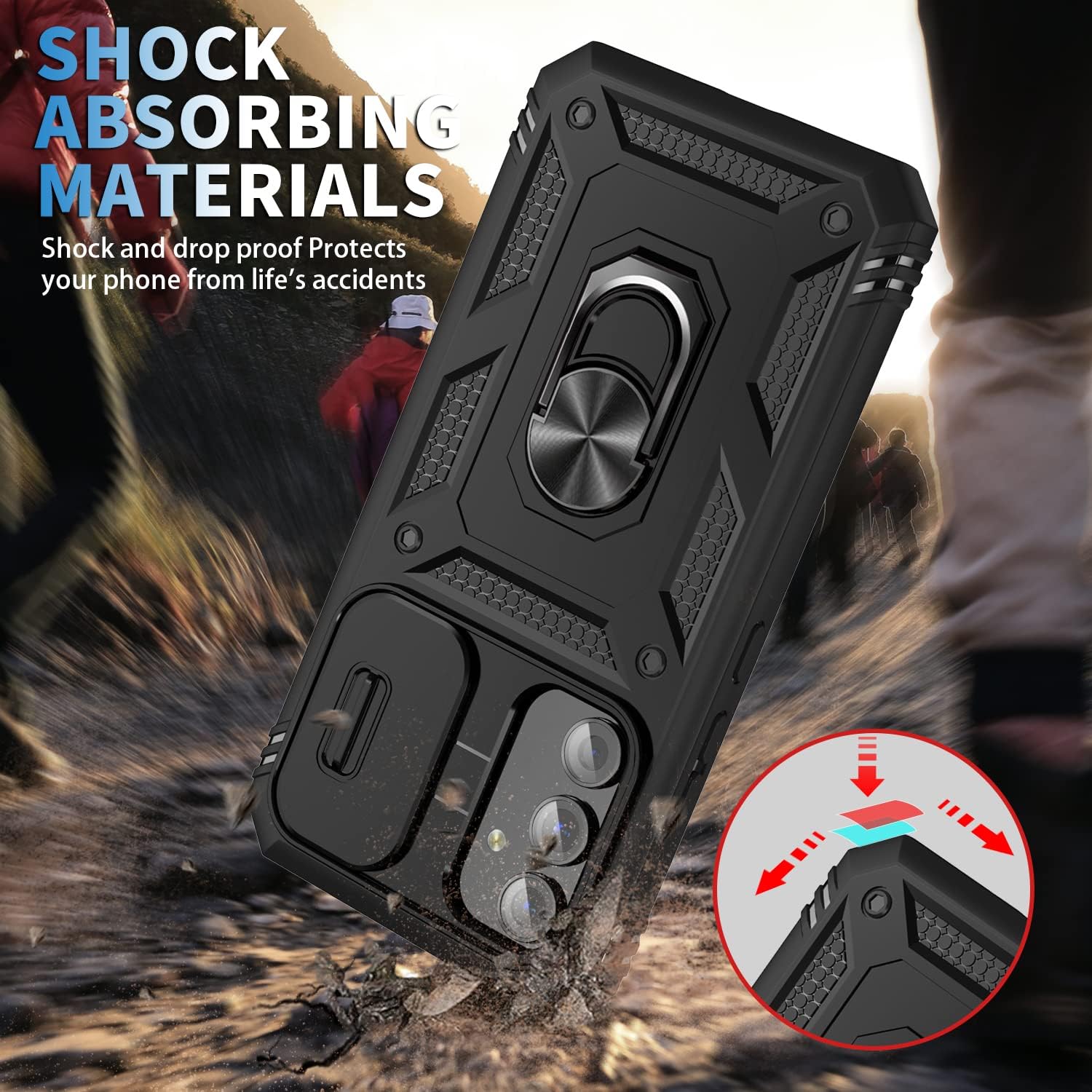IYTRRYH Funda para Samsung Galaxy A54 5G con 2 protectores de pantalla de vidrio templado, con anillo magnético y cubierta de cámara a prueba de