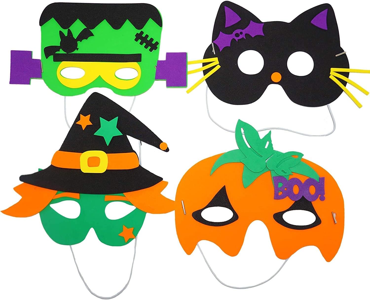 4E’s Novelty Manualidades de Halloween para niños, kit de manualidades de espuma autoadhesiva  4 estilos  Actividades de grupo en casa escolar,
