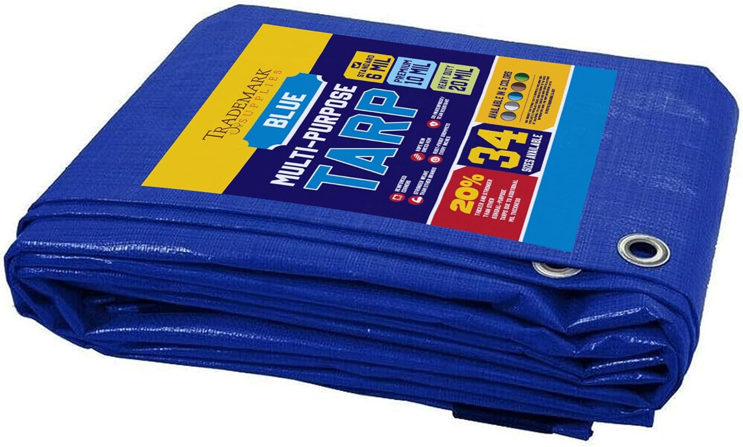 Cubierta de lona plateada y negra, material grueso, impermeable, ideal para toldo, tienda de campaña, botes, remolque o cubierta de piscina!, Azul