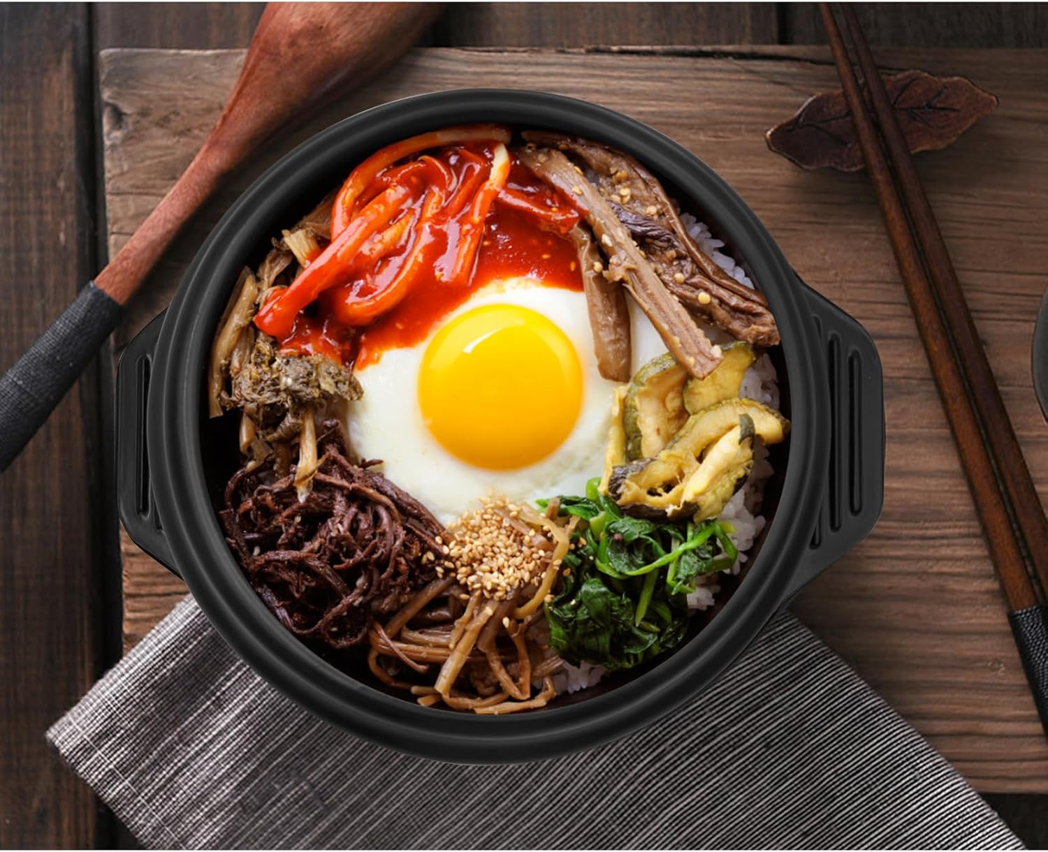 laffoonparts Juego de ollas de piedra de cocina coreana, cerámica premium, cuenco de piedra de 6.3 pulgadas de diámetro para bibimbap y sopa, olla