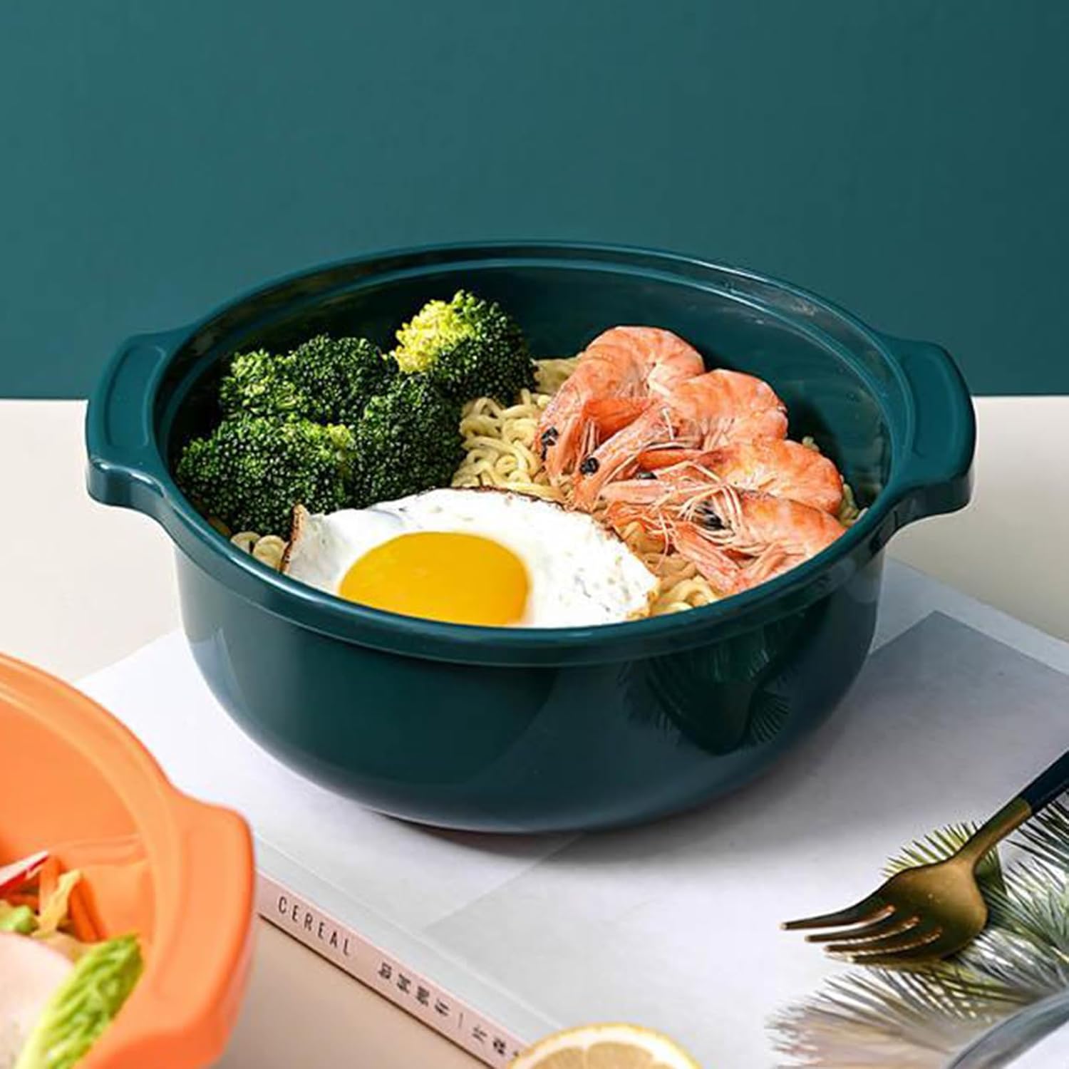 Tazón de fideos o sopa para microondas y ramen, perfecto para el desayuno, cuencos para microondas con tapas, ideales para artículos esenciales de