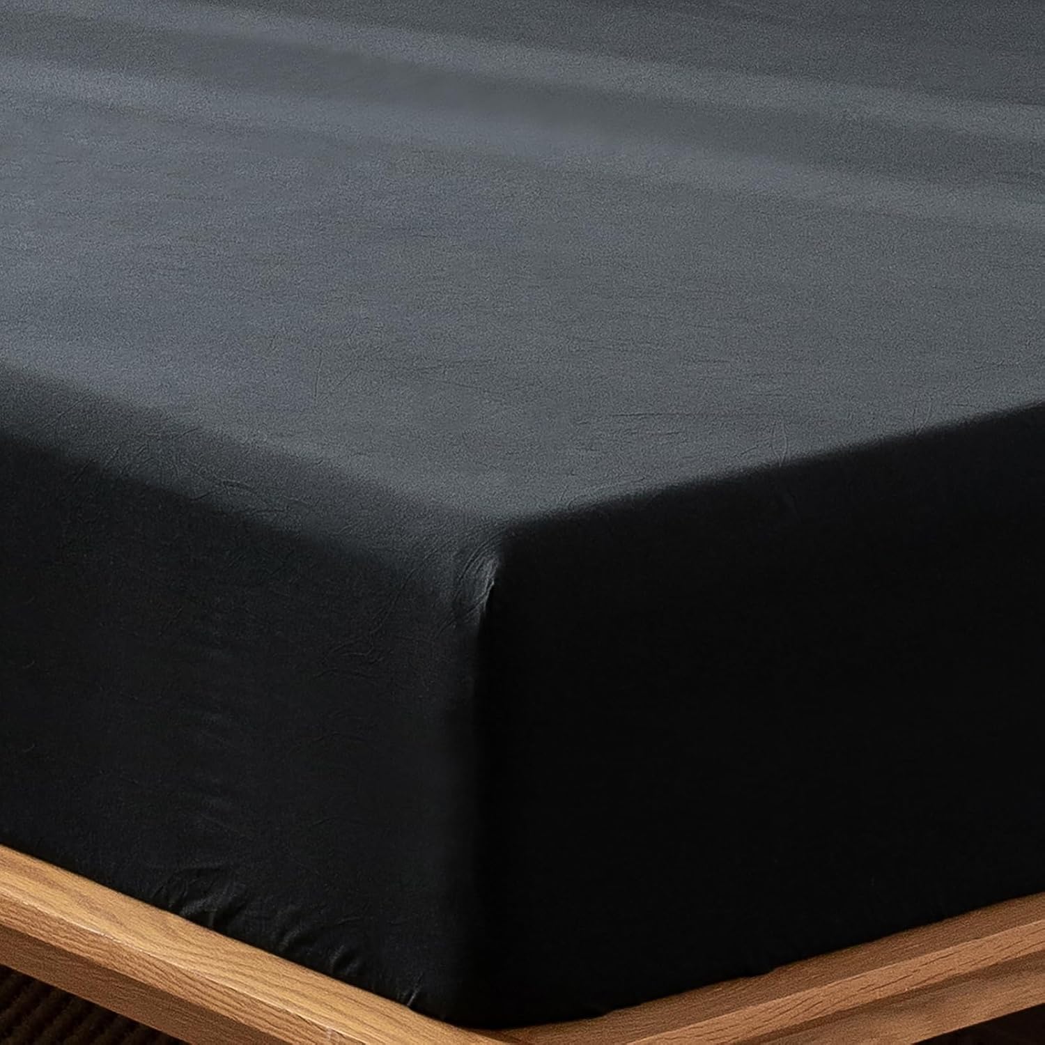 MooMee Sábana bajera ajustable solo 100% algodón lavado con textura parecida al lino, transpirable, duradera, suave, cómoda, bolsillo profundo