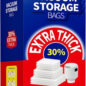 Paquete de 12 bolsas de almacenamiento al vacío resistentes mejoradas con bomba eléctrica (4 jumbo, 4 grandes, 4 medianas), bolsas de almacenamiento Paquete de 12 bolsas de almacenamiento al vacío resistentes mejoradas con bomba eléctrica (4 jumbo, 4 grandes, 4 medianas), bolsas de almacenamiento