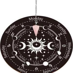 INFUNLY Tablero de péndulo de madera con collar de péndulo de 10 x 10 pulgadas, tablero de péndulo de divinación para radiestesia, tablero de INFUNLY Tablero de péndulo de madera con collar de péndulo de 10 x 10 pulgadas, tablero de péndulo de divinación para radiestesia, tablero de