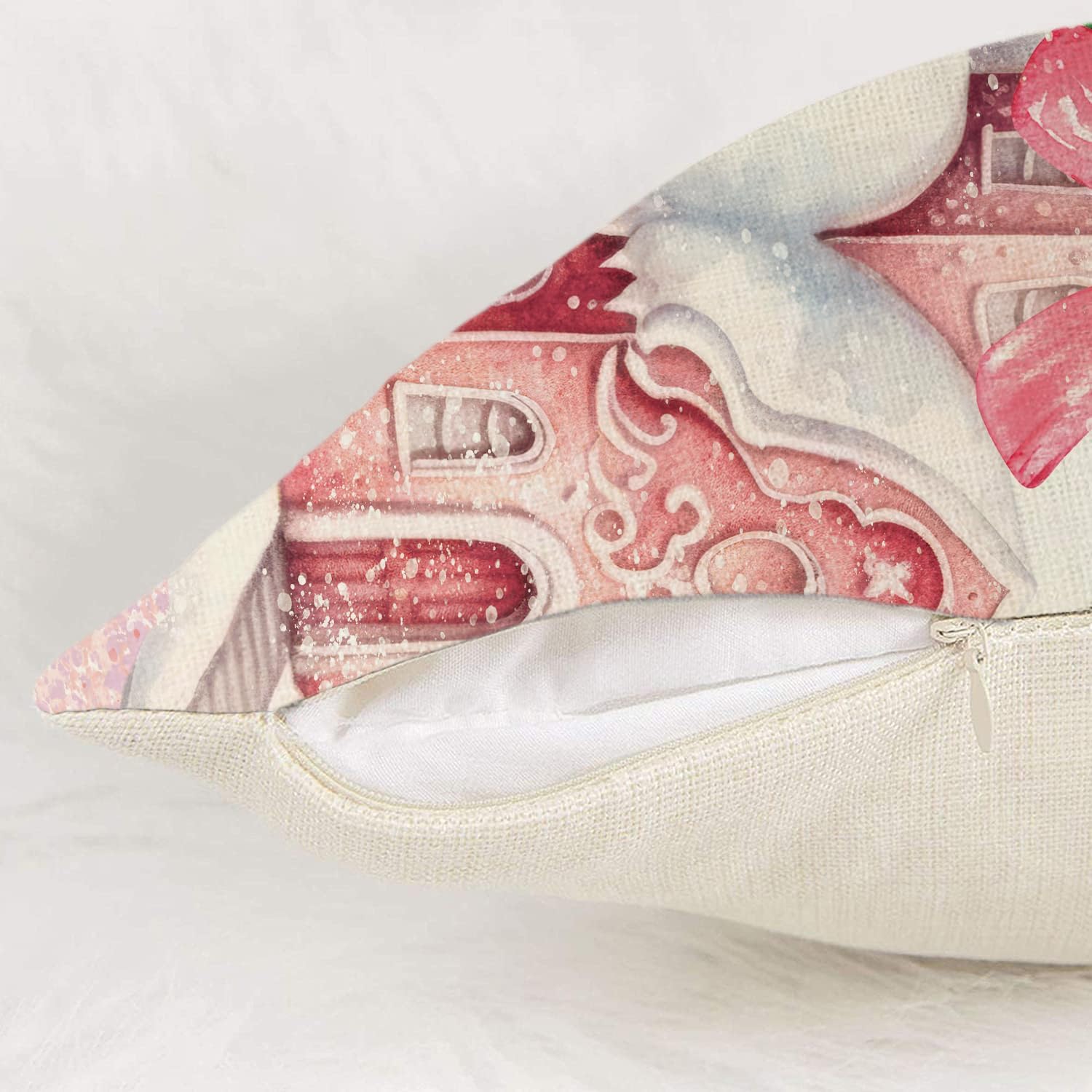 GAGEC Juego de 2 fundas de almohada de Navidad de 18 x 18 pulgadas, color rosa de jengibre, fundas de almohada de invierno para decoración del