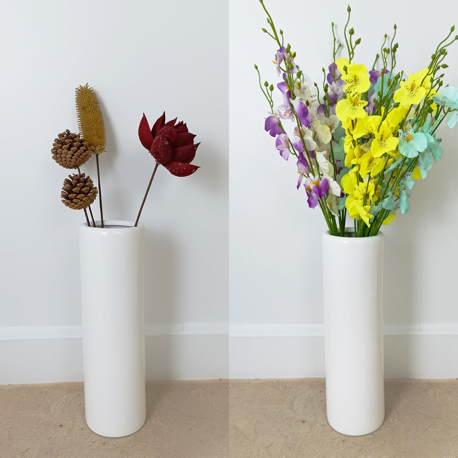 TDIAVH Florero de cerámica blanca, jarrones modernos texturizados de 12 pulgadas de alto para decoración del hogar, granja, centros de mesa,