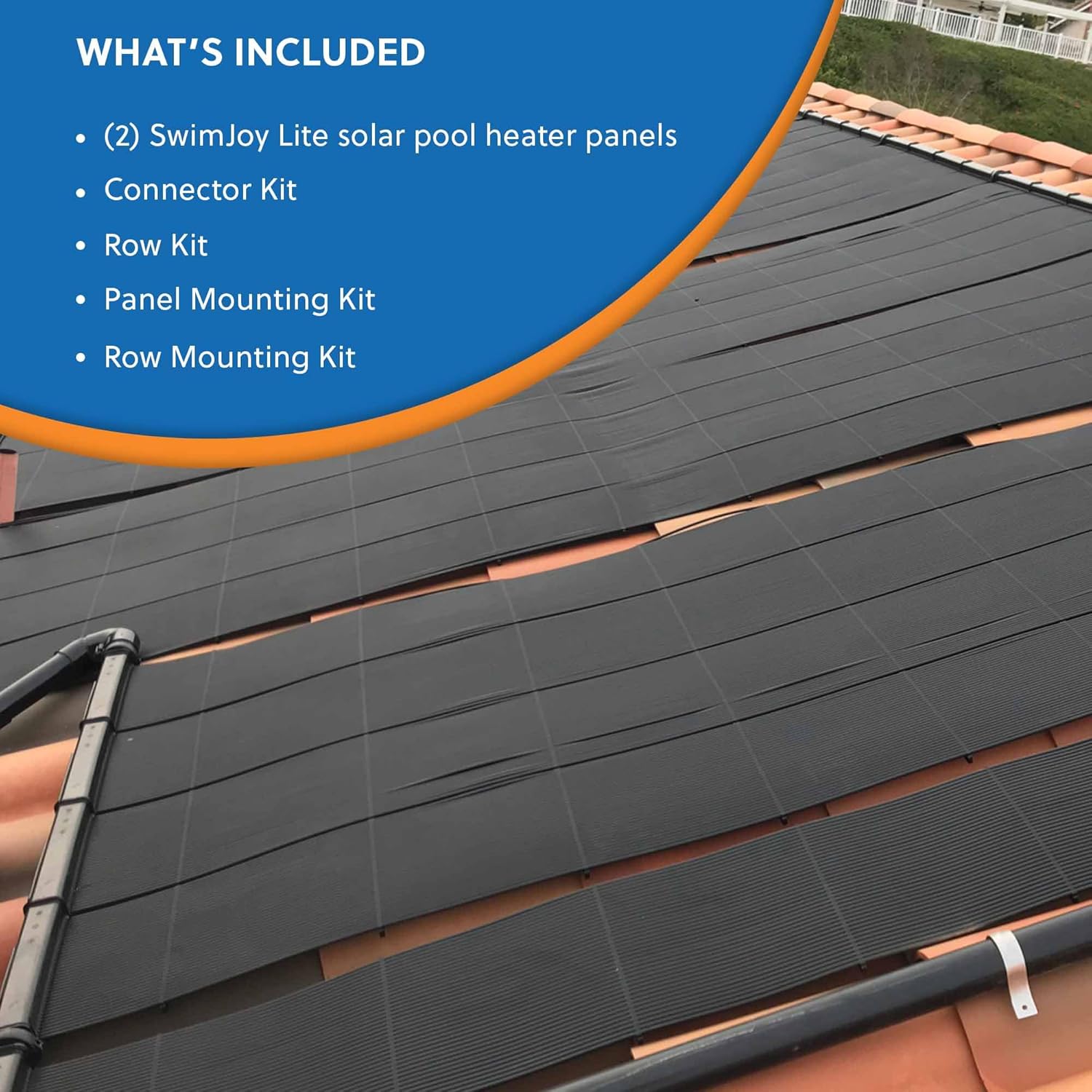 Suministro solar de piscina SwimJoy Lite calentador solar para piscinas sobre el suelo, panel de techo duradero montado en bastidor de techo, 15 a