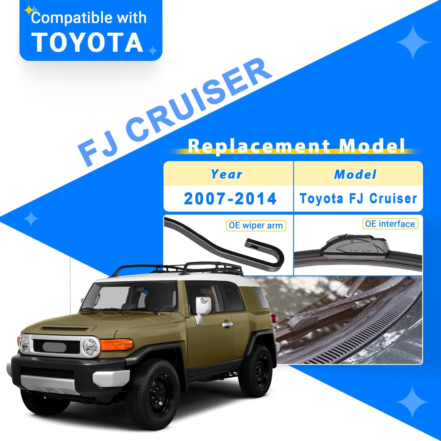 Juego de limpiaparabrisas de repuesto para Toyota FJ Cruiser 2007-2014, calidad original de fábrica, para mi automóvil, 16, 14, 14, 10 pulgadas