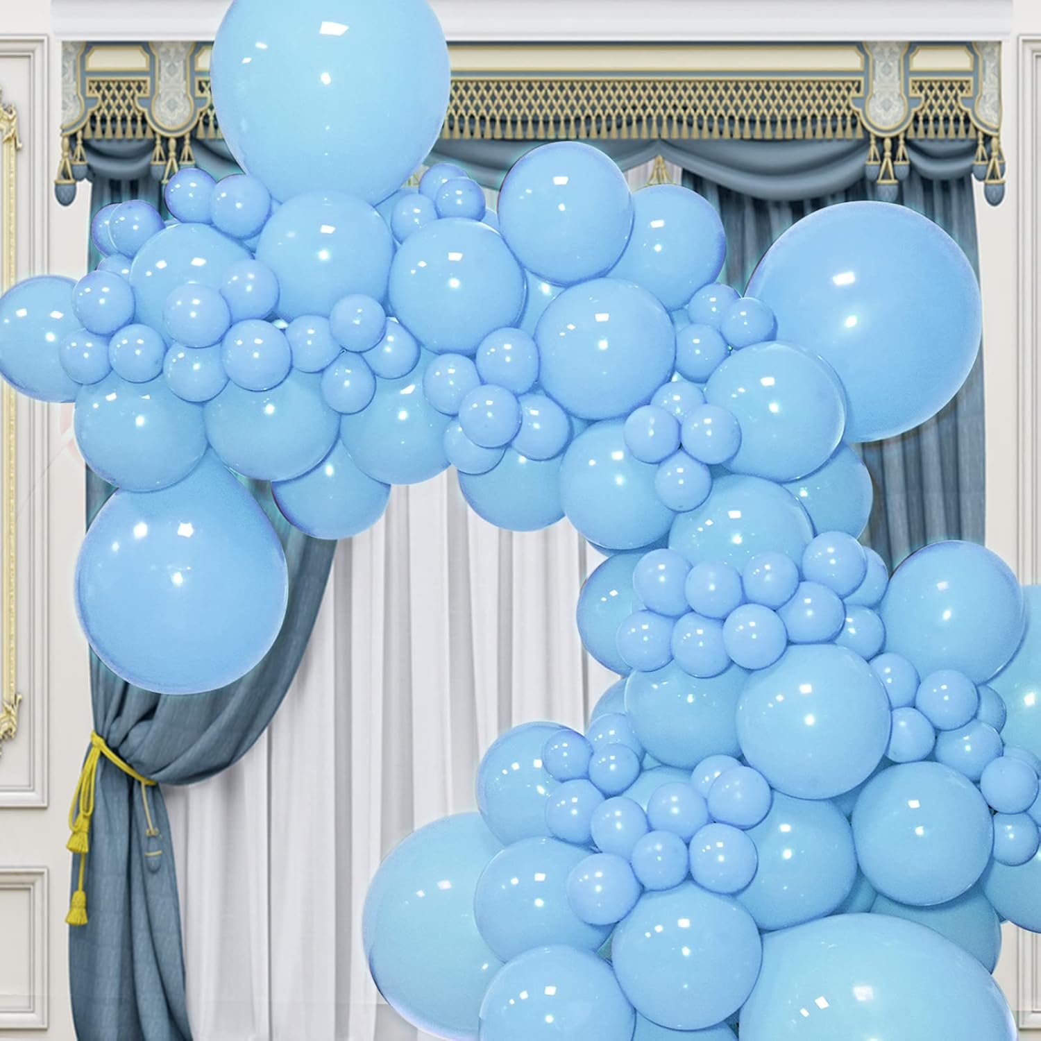 Kit de guirnalda de globos azules, arco de globos de látex de diferentes tamaños, para cumpleaños, bodas, baby shower, fiestas, decoración pastel