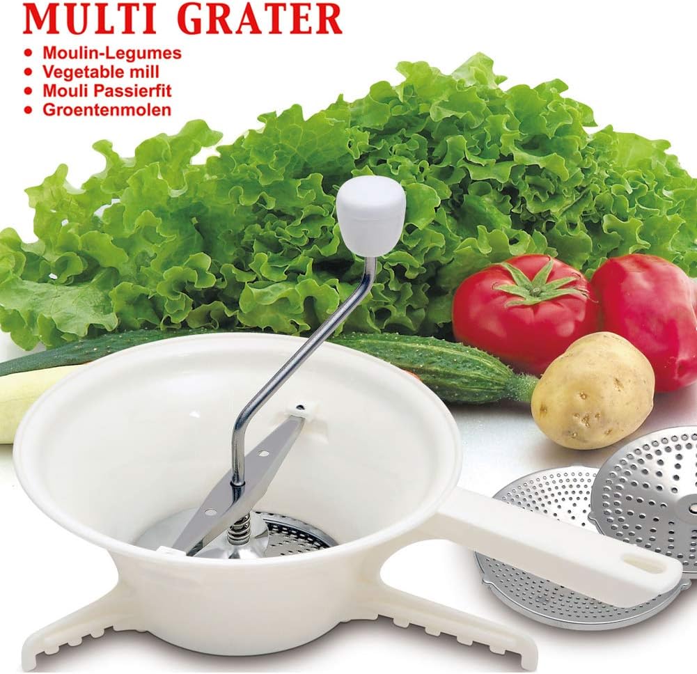 ZLXHDL Manivela de molino de alimentos, molino de alimentos rotativo de discos,Molinillo de alimentos para salsa de tomate con 3 molienda para salsa