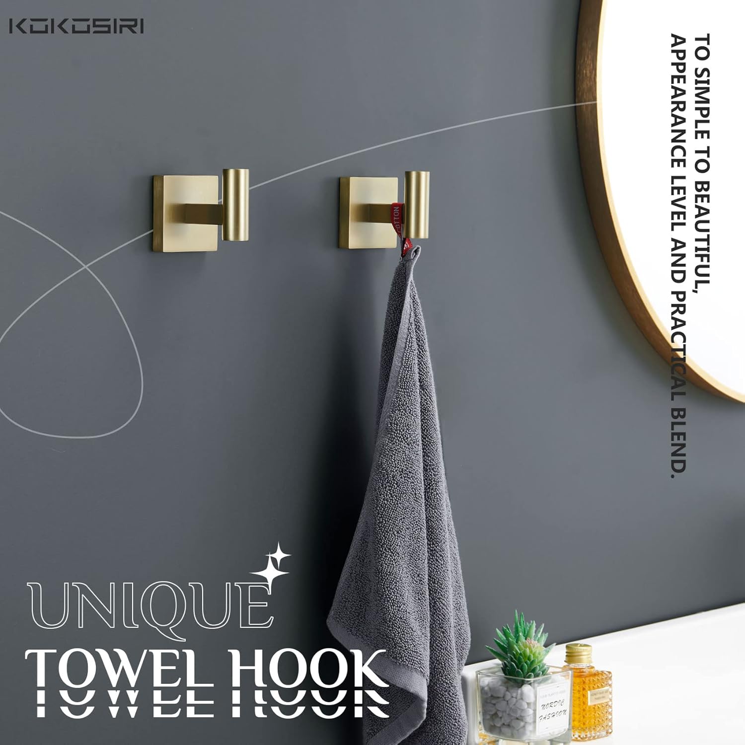 KOKOSIRI Juego de accesorios de baño de 5 piezas que incluye toallero de 24 pulgadas, soporte para toallas de 10 pulgadas, soporte para papel