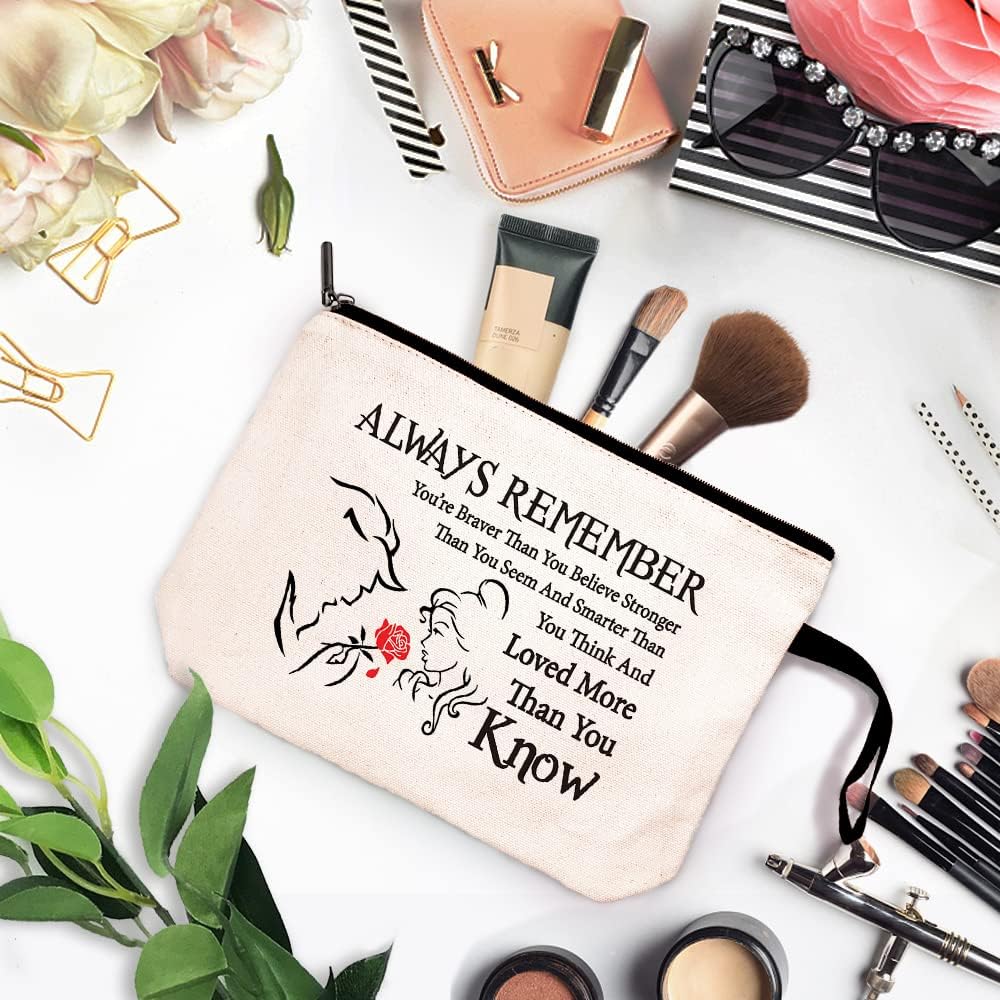 ZHANTUONE Bolsa de cosméticos Beauty Beast Story, You Are Braver Stronger Smarter Than You Think – Bolsa de cosméticos, regalos inspirados en