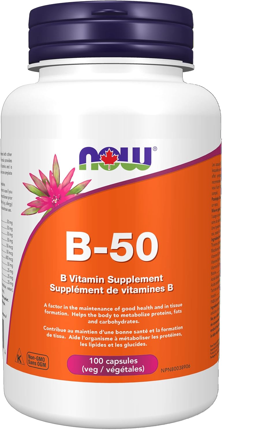 NOW Vitamina B-50 mg,100 Cápsulas Vegetales