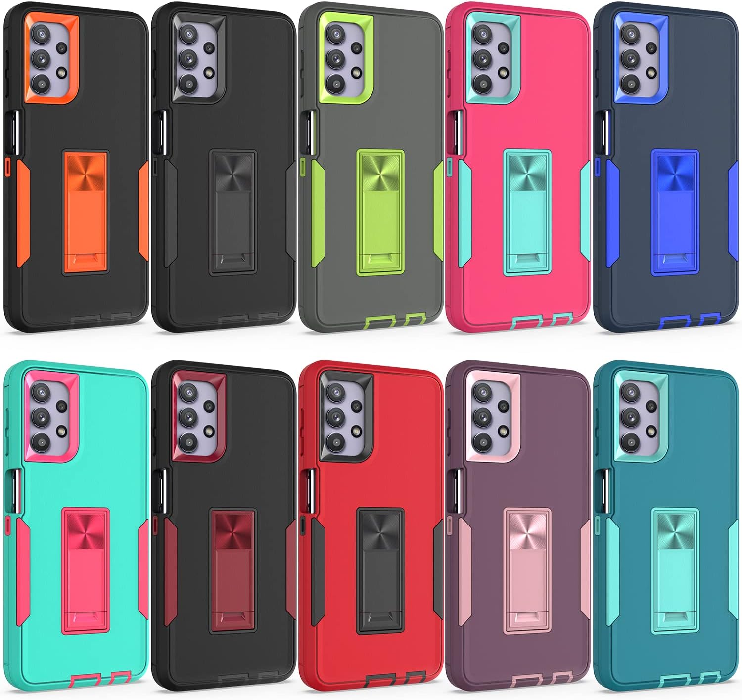 Diseñada para Samsung Galaxy A32 5G Kickstand Funda con protección contra caídas de grado militar, funciona con soporte magnético para automóvil, a
