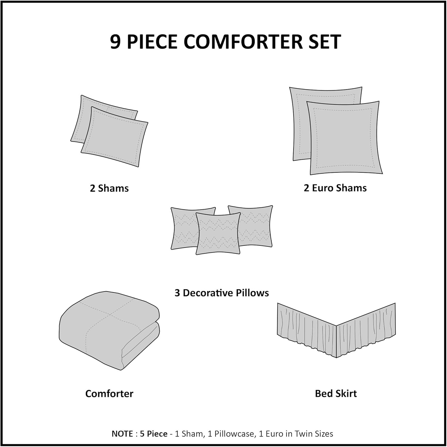 MPE10-860 – Juego de cama para todas las estaciones, con almohada decorativa a juego, tamaño matrimonial (78 x 86pulgadas), color rosado y gris