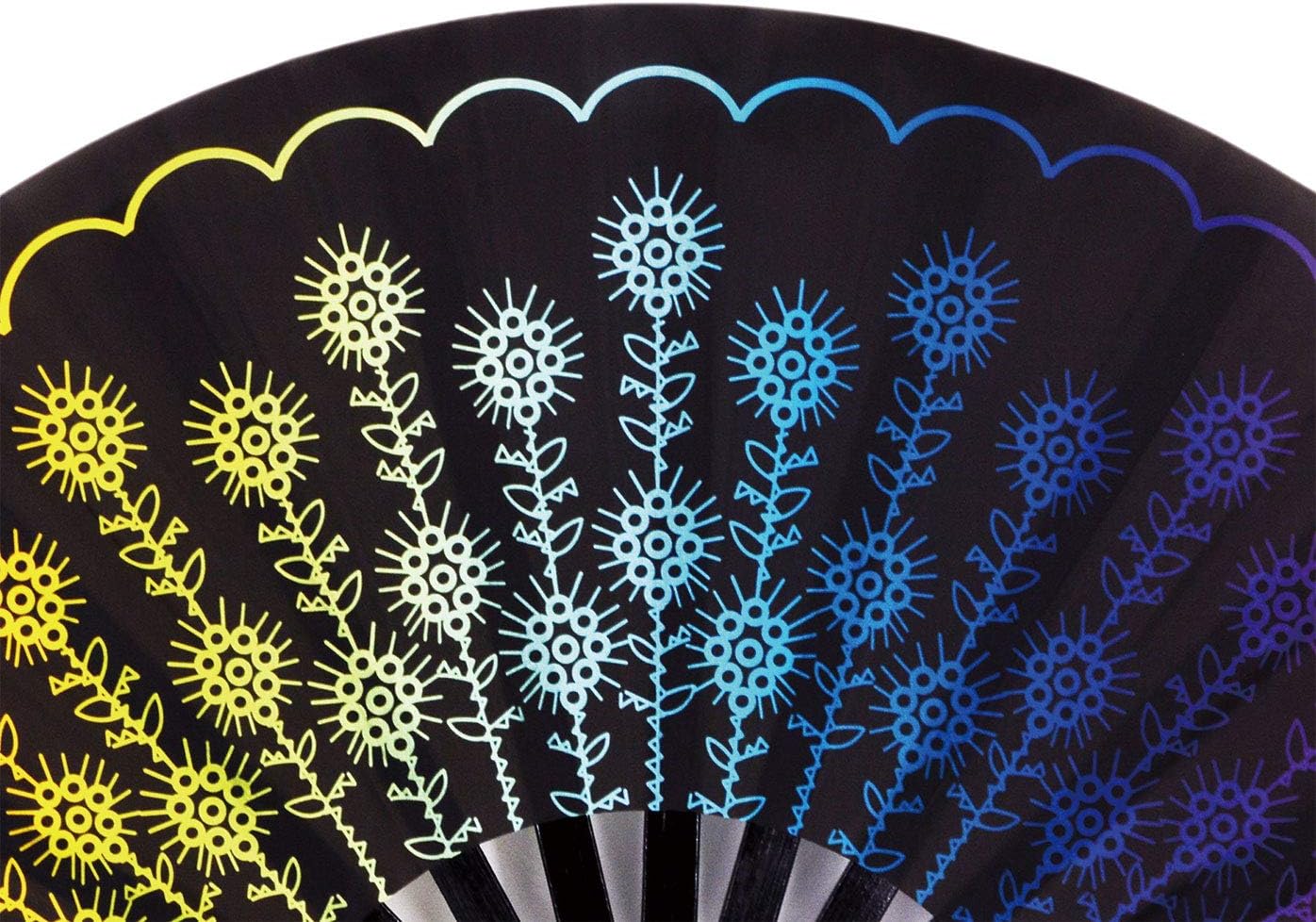 Amajiji Ventilador plegable grande para mujereshombres, ventilador plegable de mano de bambú chino y tela de nailon, ventilador plegable de mano,