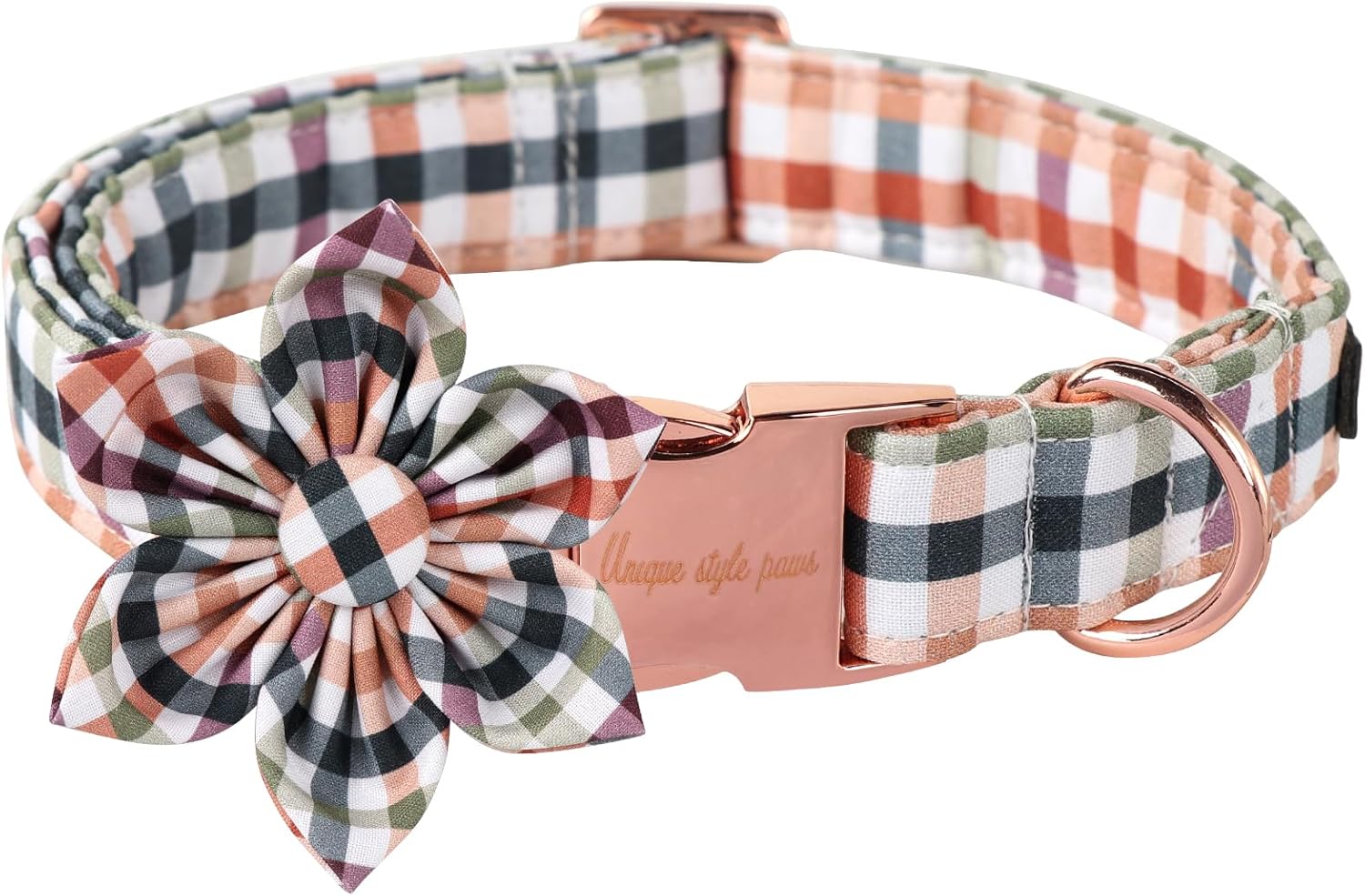 Unique Style Paws Collar de perro de algodón con lazo floral a cuadros coloridos collar de perro con pajarita para perros pequeños, medianos y