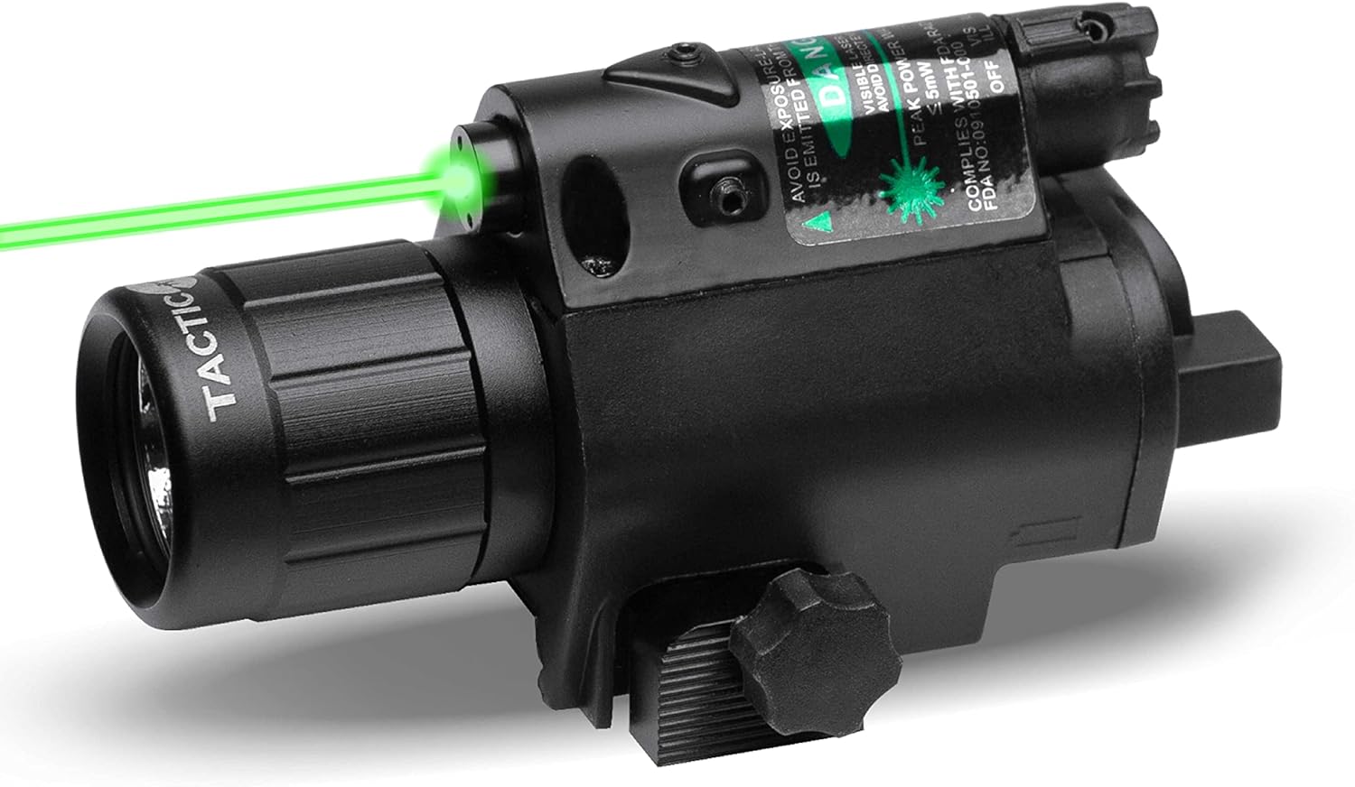Tacticon Armamento Linterna con láser rojo o verde con riel Picatinny para montar accesorios e interruptor de cola
