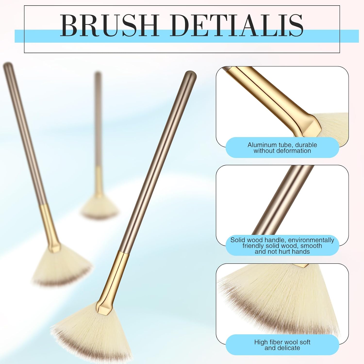 12 brochas suaves para abanicos faciales, rubor, brochas de maquillaje, aplicador de ácido, herramientas cosméticas multiuso para máscara de