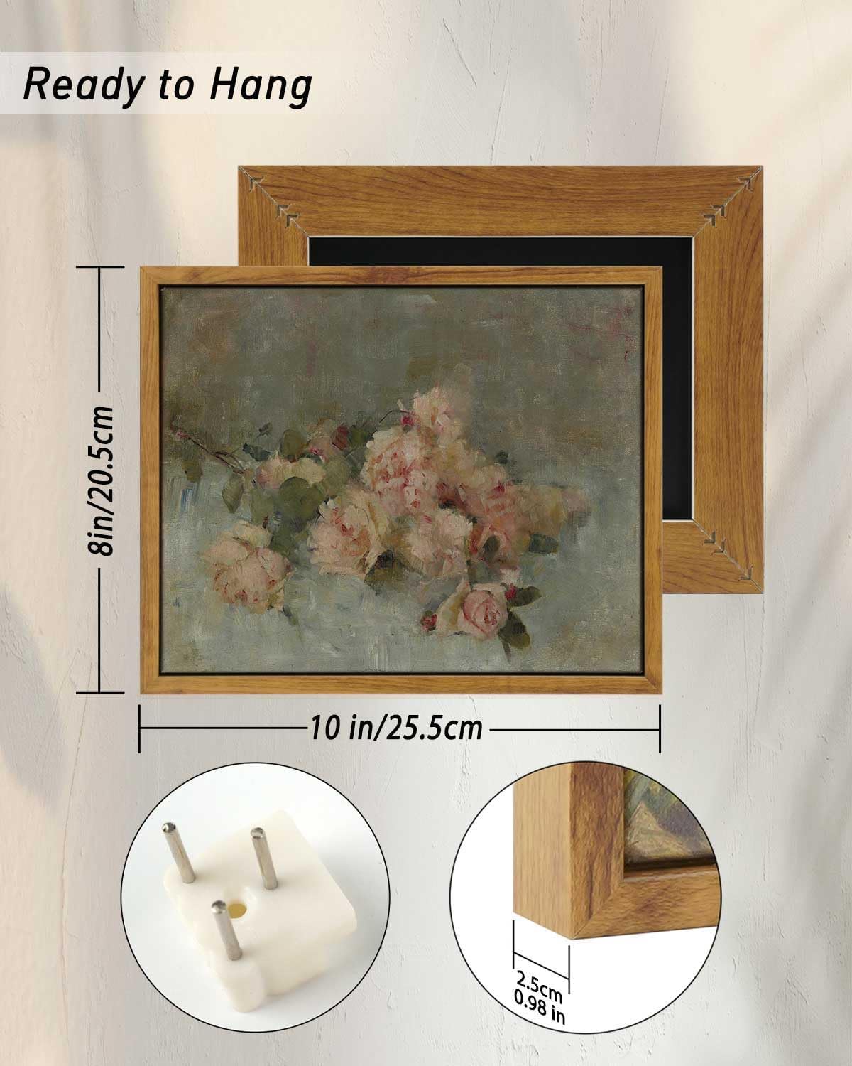 InSimSea Arte de pared enmarcado para decoración del hogar, pintura al óleo clásica, rosas, impresiones en lienzo, decoración de pared, decoración