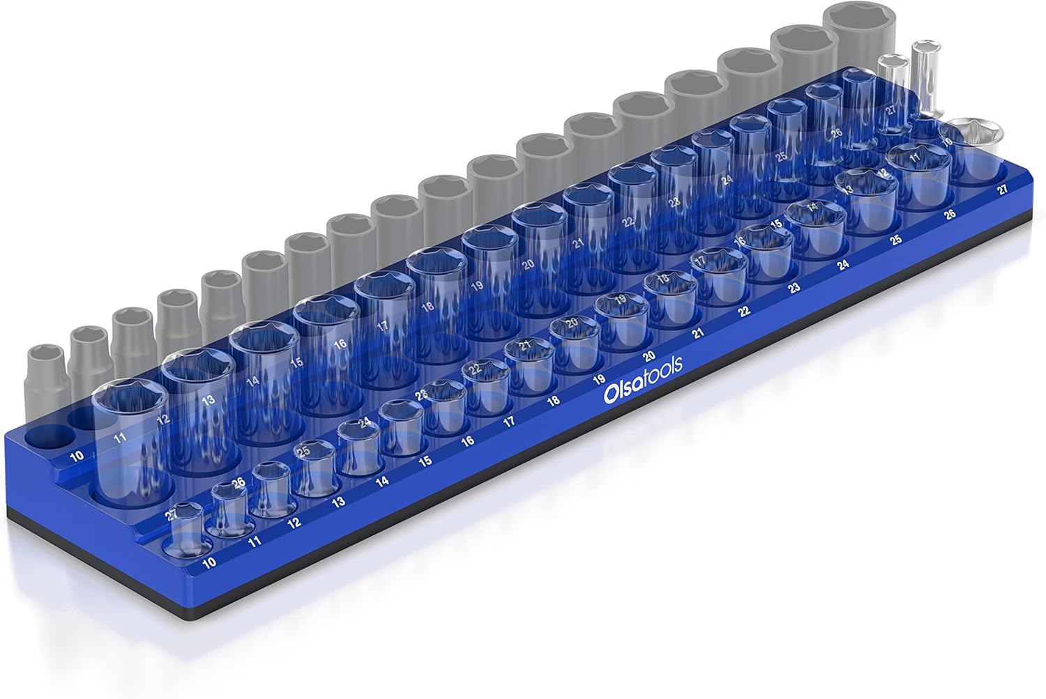 Olsa Tools Organizador magnético de enchufes (unidad de 12 pulgada, 3 filas) – Organizador magnético de herramientas y soporte de enchufes –