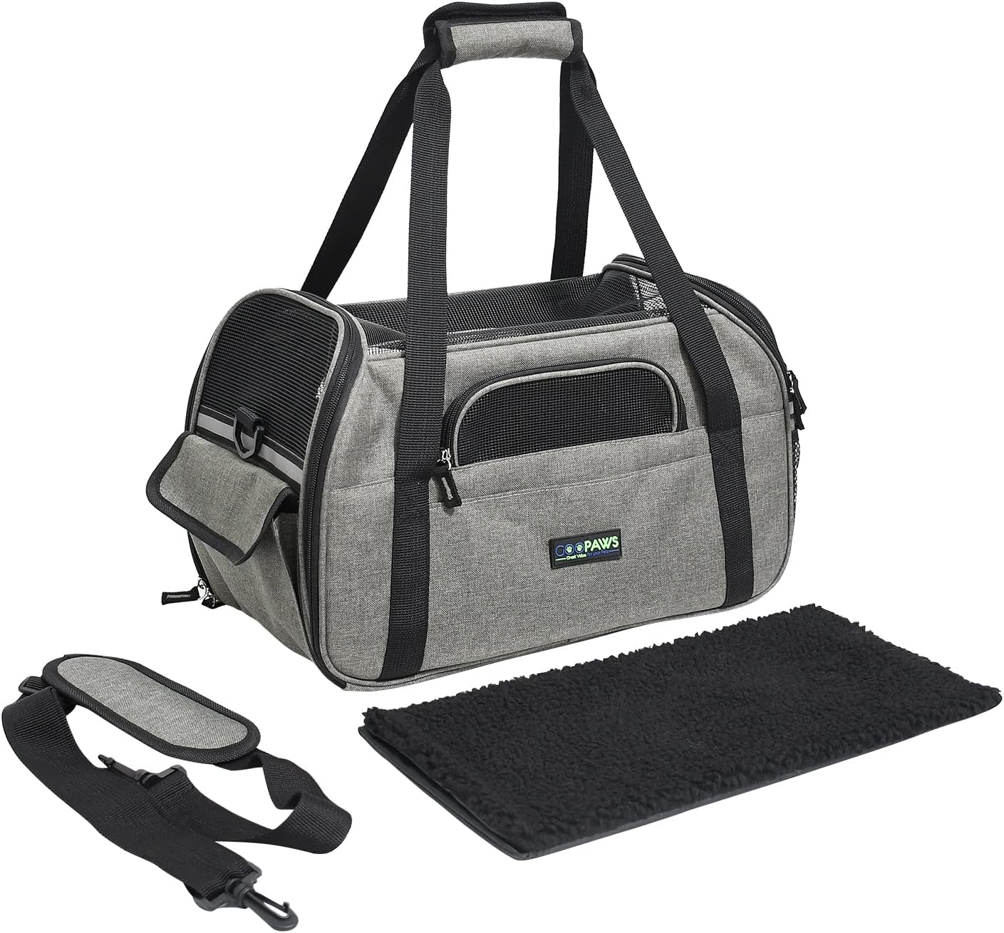 JESPET  Transportín para perros pequeños, gatos, cachorros, transportín plegable aprobado por aerolíneas para gatos y perros, bolso de viaje y para