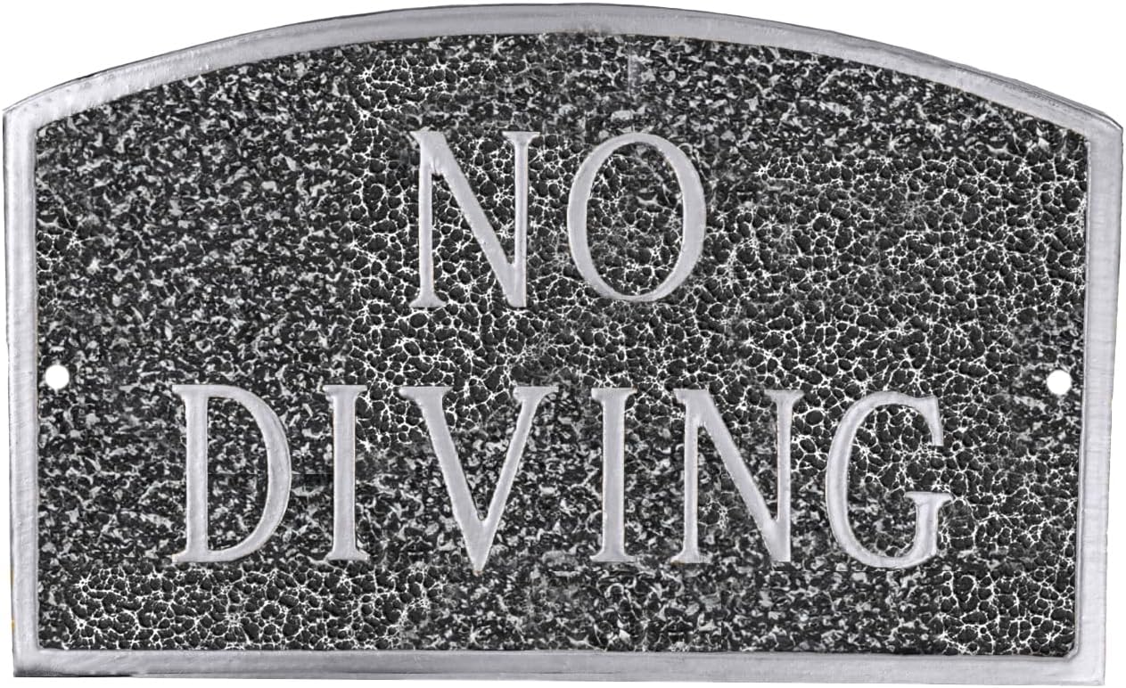 Letrero de placa con texto en inglés “No Diving Arch” – Letrero de piscina – Letrero de advertencia de piscina – Letrero de no buceo para piscina –
